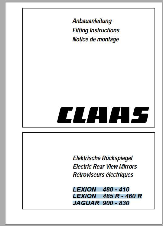 Claas Forage Harvesters LEXION TUCANO JAGUAR Fitting Instruction Auto