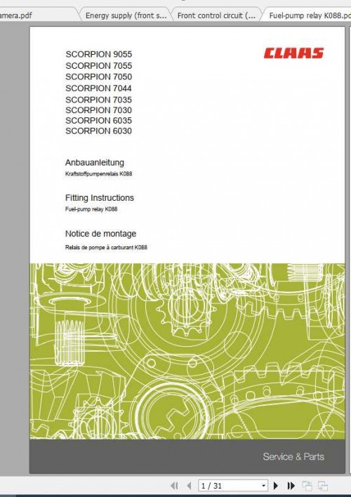 Claas Telehandlers SCORPION 9055 (416 15K27) Fitting Instruction 1