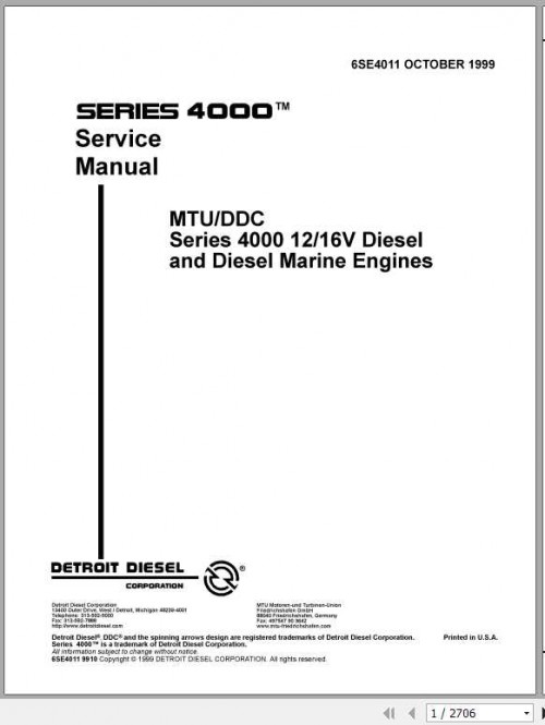 MTU Diesel Engine Series 4000 12V 16V Operating Instructions 1