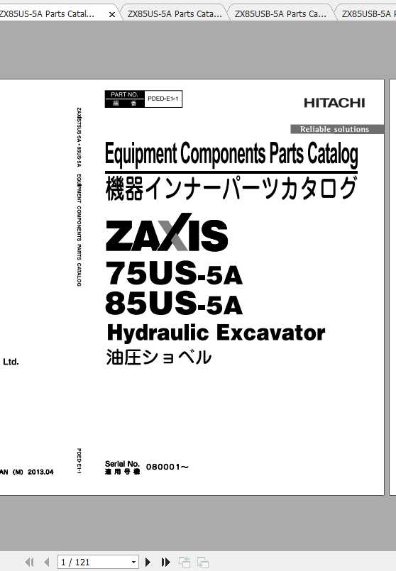Hitachi Mini Excavator Zaxis ZX85-5A Shop Manual | Auto Repair 