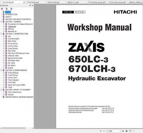 Hitachi Hydraulic Excavator ZX650LC 3 ZX670LCH 3 Shop Manuals EN 1