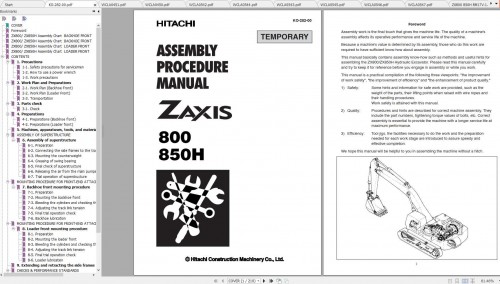 Hitachi Zaxis Excavator 800 850 Series Shop Manuals 1