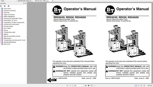 BT Electric Narrow Aisle RRX35 RRX45 RDX30 RSX40 RSX50 Shop Manual 2