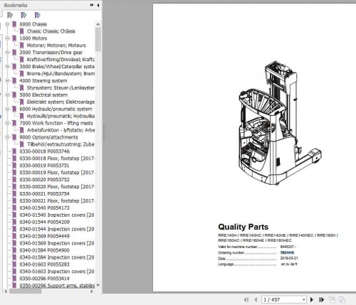 BT Reflex Reach Truck RRE140H RRE160HEC Quality Parts Catalog 1