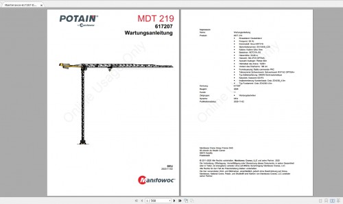 Manitowoc Potain Tower Cranes All Models Updated 01.2021 Manuals DE PDF DVD 4