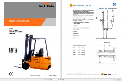 Still Electric Forklift R50 10 R50 12 R50 15 Workshop Manual DE 1
