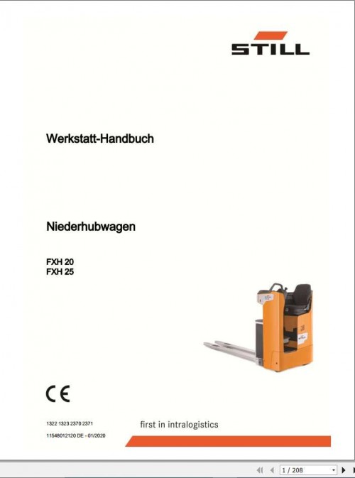 Still Pallet Truck FXH 20 25 (1322 2371) Workshop Manual DE 1