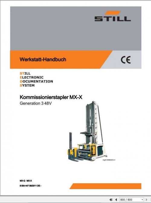 Still Side Loader Forklift MX X MX Q Generation 3 48V Workshop Manual DE 1