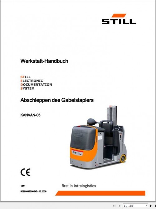 Still Towing Forklift KANVAN 05 (1051 1052 1067 1068) Workshop Manual DE 1
