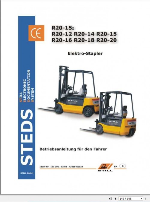 Still Electric Forklift R20 15 R20 20 R20 2015 2024 User Manual DE 1