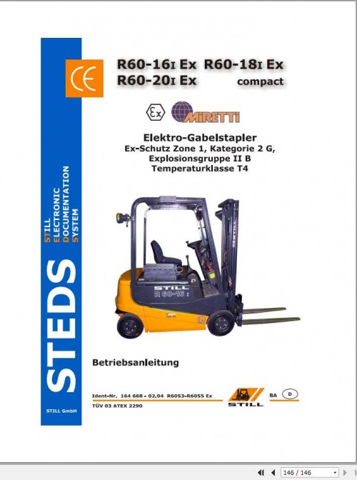 Still Electric Forklift R60 16i R60 18i R60 20i R6053 R6055 Ex User Manual DE 1