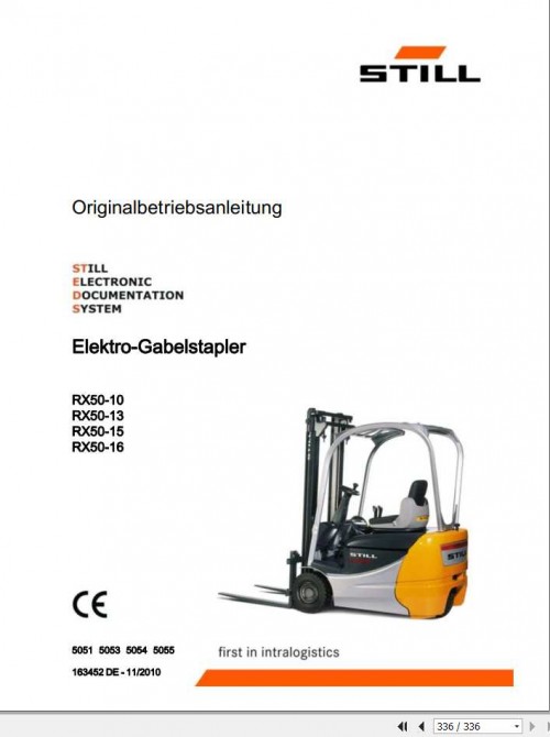 Still Electric Forklift RX50 10 13 15 16 5051 5055 User Manual DE 1