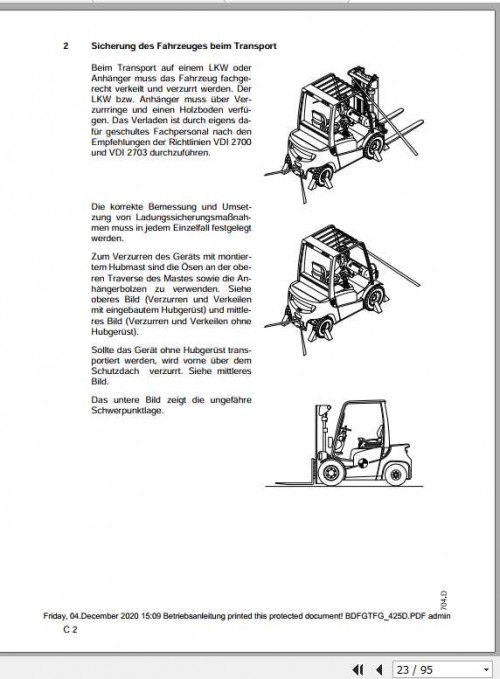 Jungheinrich Forklift DFG TFG 316S 550S Operating Manual DE 3