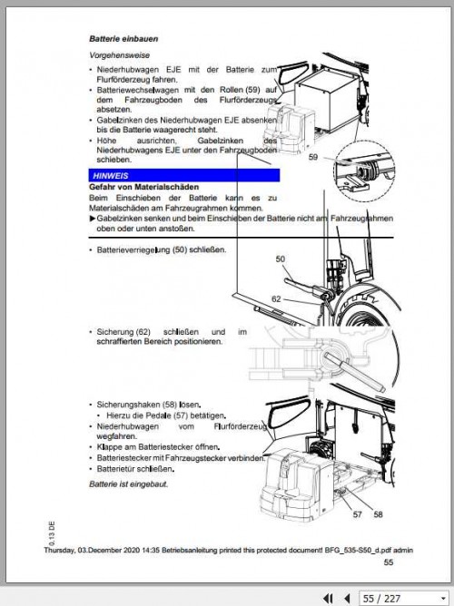 Jungheinrich Forklift EFG 535 550 Operating Manual DE 2