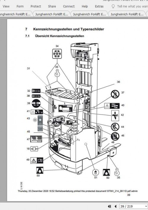Jungheinrich Forklift ETMV 110 325 Operating Manual DE 3