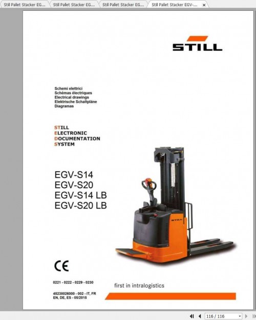Still Pallet Stacker EGV, EGV LB, EGP Electrical & Hydraulic Schematic DE 1