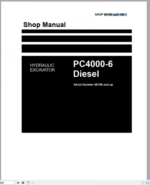 Komatsu Hydraulic Excavator PC4000 6 Shop Manual GZEBM08199 1 1