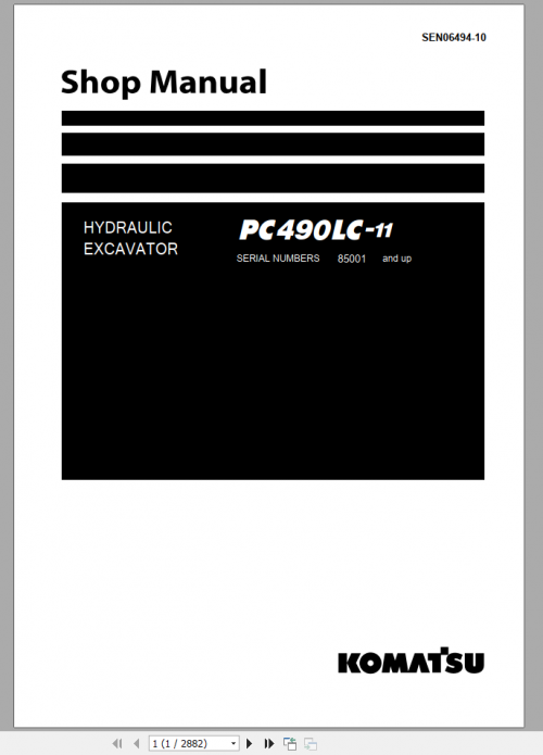 Komatsu Hydraulic Excavator PC490LC 11 Shop Manual SEN06494 10 1