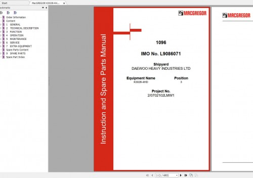 MacGREGOR K3028 4HD Instruction Manual & Parts Manual 1