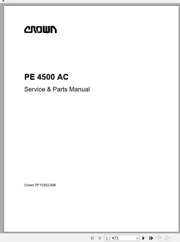 Details about   Crown PE 4500 Series AC Traction Service and Parts Manual 