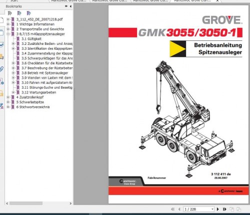 Manitowoc Grove Cranes GMK 3055 3050 1 Operator Manuals DE 1