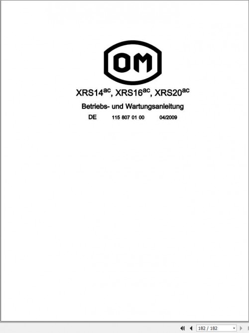 Still OM Pimespo Reach Truck XRS14ac XRS16ac XRS20ac User & Maintenance Manual DE 1