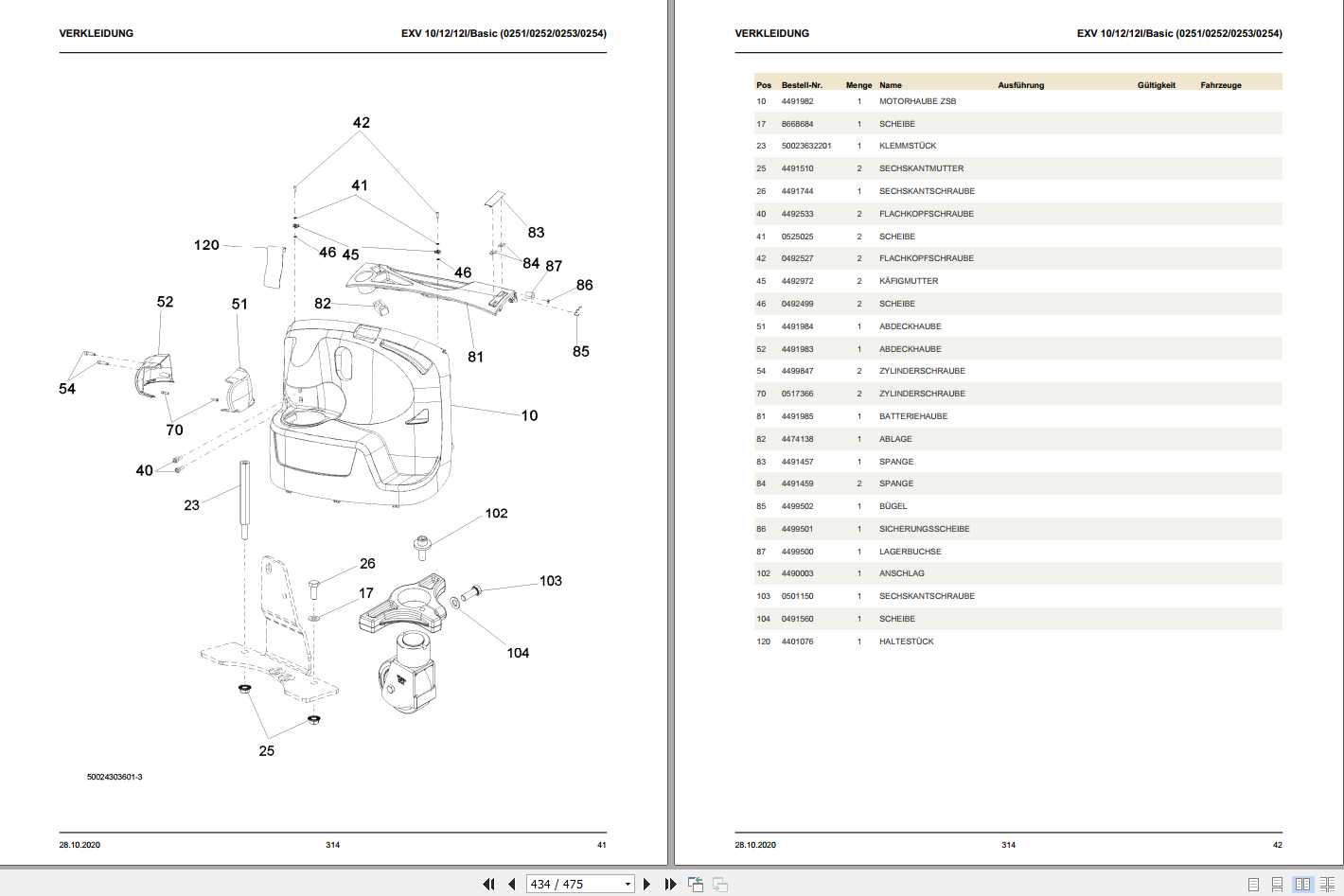 Still Pallet Stacker EXV Basic 10 12 12i (0251-0254) Spare Parts List ...