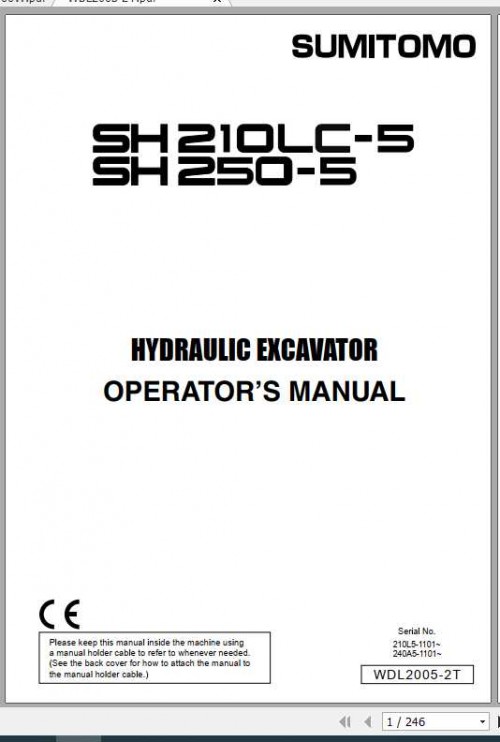 Sumitomo Hydraulic Excavator SH210LC 5 Parts, Operators & Shop Manual 1