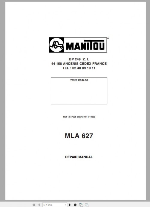 MANITOU MLA 627 Repair Manual 1