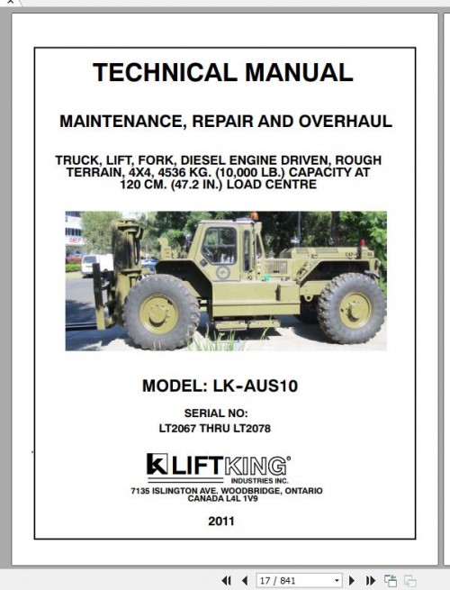 Merlo LiftKing LK AUS10 Overhaul & Repair Manual EN 2
