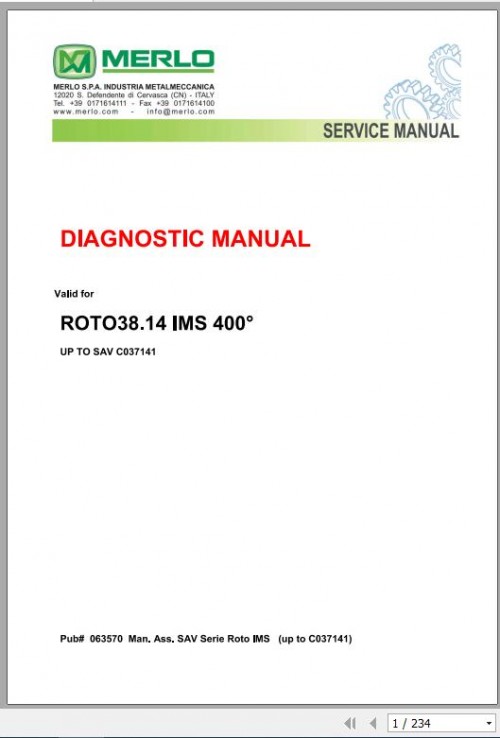 Merlo ROTO 38.14 IMS 400 up to SAV C037141 Diagnostic Manual EN 1