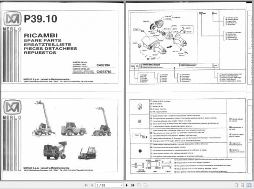 Merlo Telehander P39.10 Plus Parts Catalog EN+ES+DE+IT 1