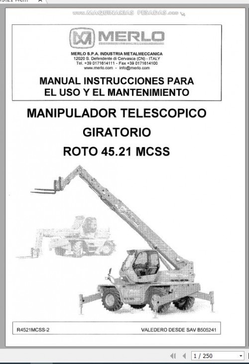 Merlo Telescopic ROTO 45.21 MCSS User & Maintenance Manual ES 1