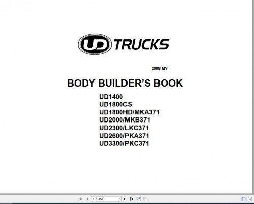 UD Trucks UD1400 UD3300 Body Builder Book 2008 USA 1