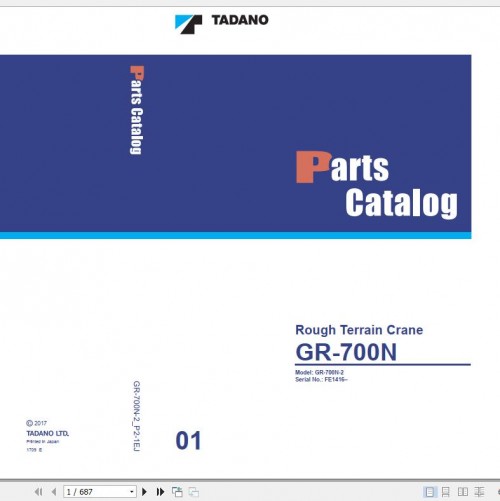 Tadano Rough Terrain Crane GR 700N 2 P2 1EJ Parts Catalog EN+JP 1