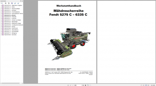 FENDT Forage Harvester Diagrams, Operator & Workshop Manuals German Languages DVD 1