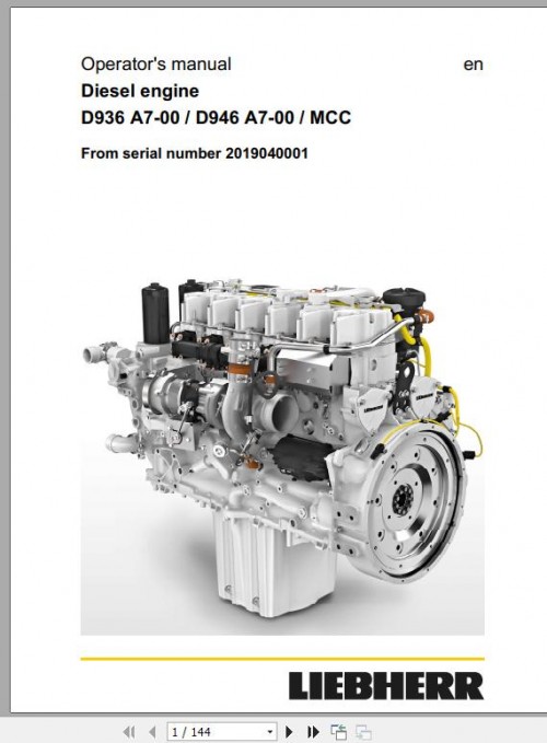 Liebher Diesel Engine MCC D936 D946 A7 00 Operator's Manual 19 03 2021 1