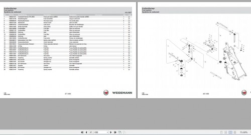 Weidemann Wheel Loader 1350CX45 1350 1.0 Spare Parts List EN+DE+FR 2
