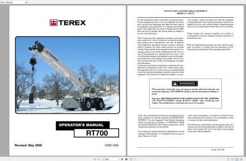 Terex Crane RT700 1 Shop Manual, Electric & Hydraulic Schematic 1
