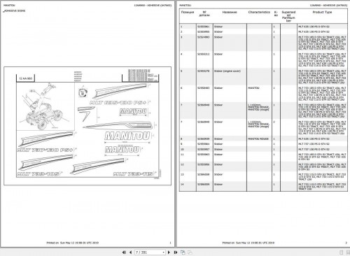 Manitou MLT 733 115 D ST4 S3 TRACT LSU Genuine Parts Catalogue 2