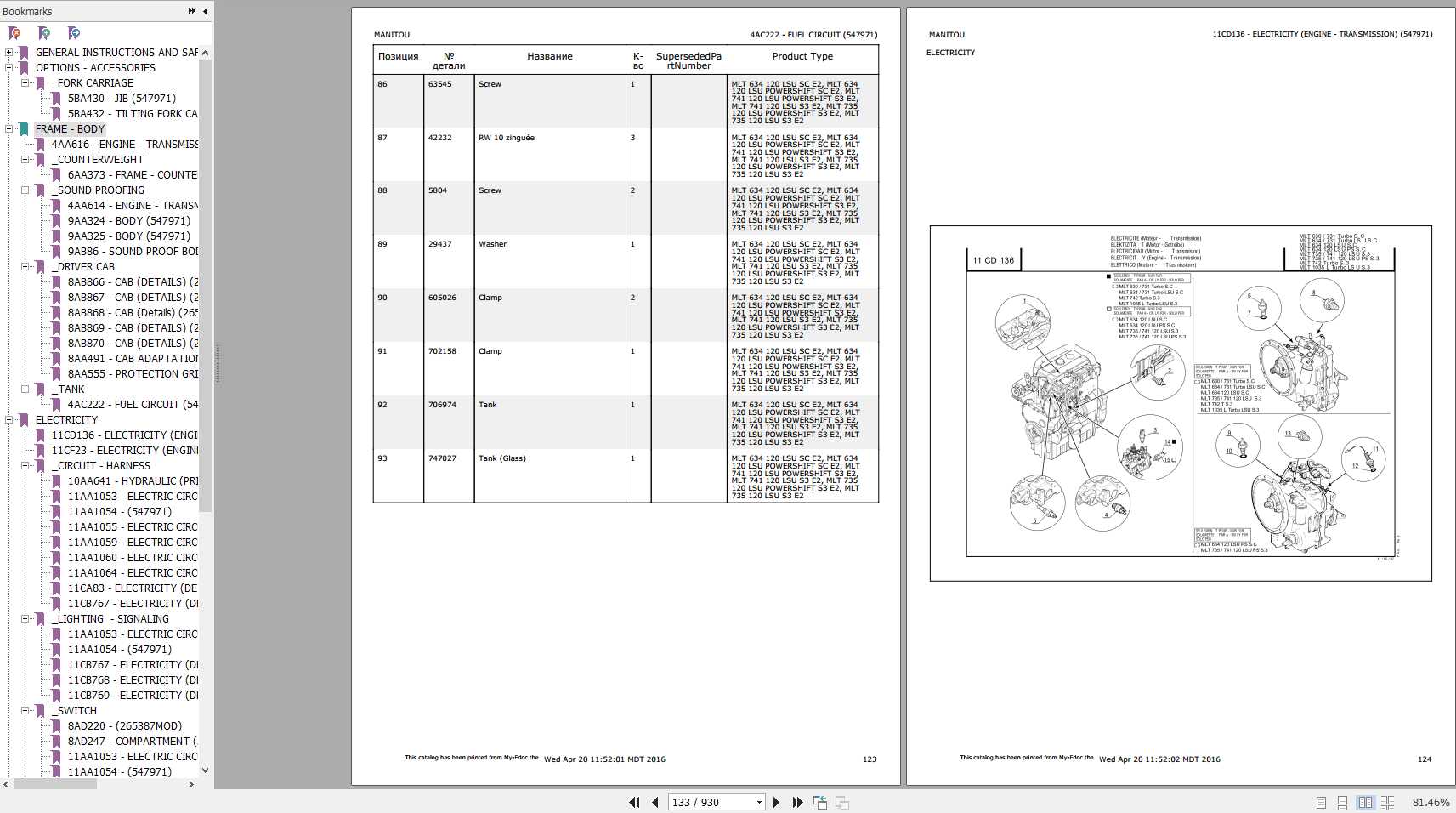 Manitou MLT 735 120 LSU S3 E2 Genuine Parts Catalogue | Auto Repair ...