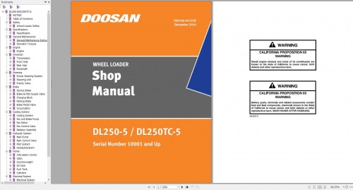 DOOSAN DL250 5 WHEEL LOADER SHOP MANUAL 1