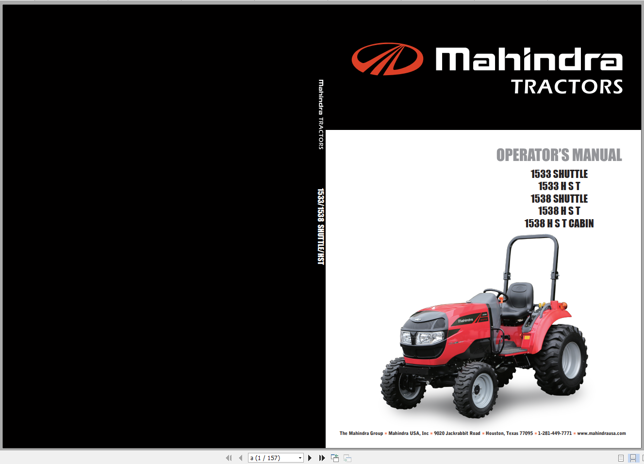 Mahindra 1816 HST tractor service parts & operators manual CD factory OEM **