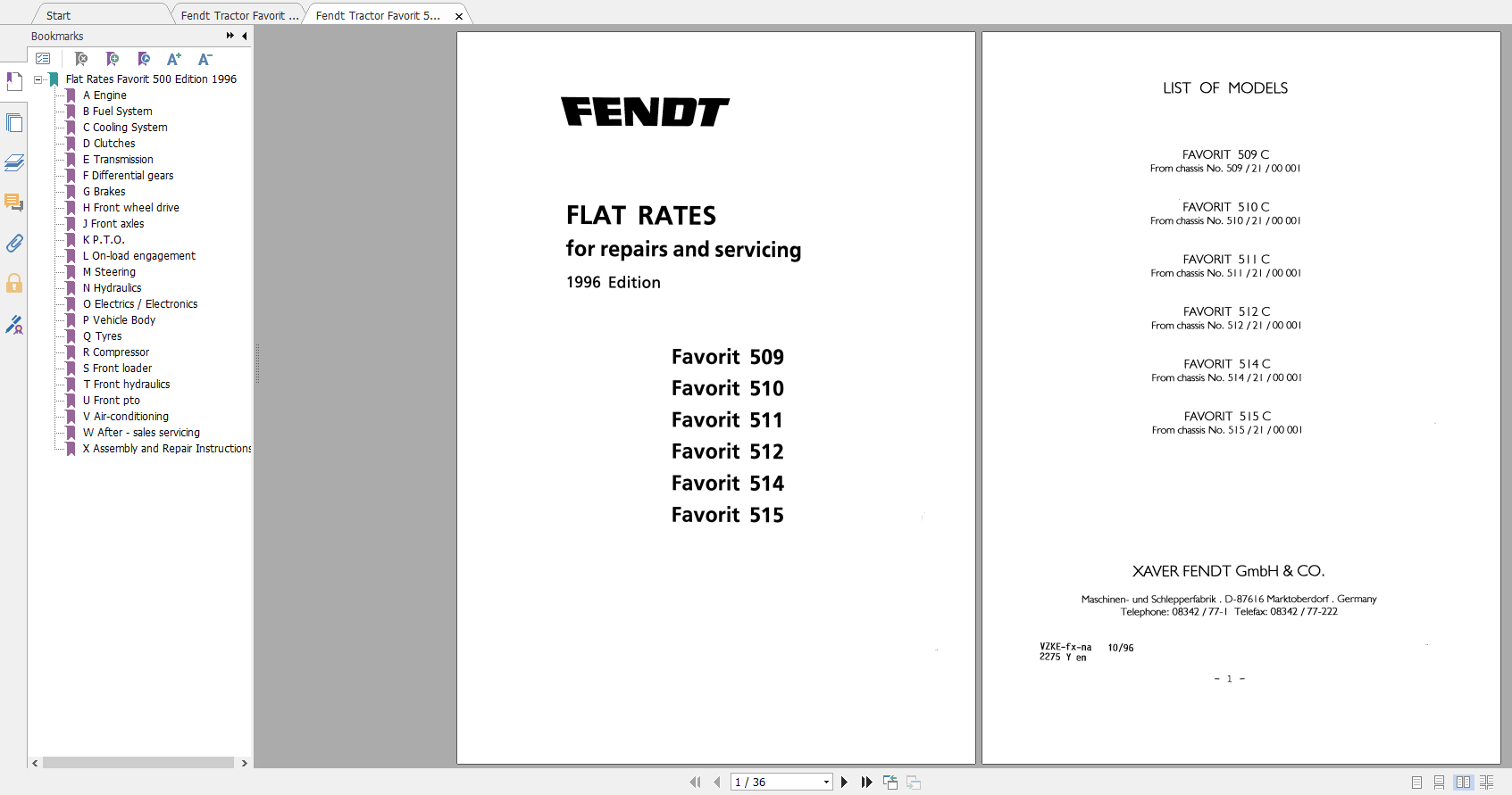 Fendt Tractor Favorit 500 Vin 509 515 Operation Manual Workshop Manualen Auto Repair Manual 1351