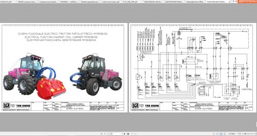 Merlo TREEMME MM350B Service & Maintenance Manual, Parts Manual, Hydraulic & Electrical Diagram DE (