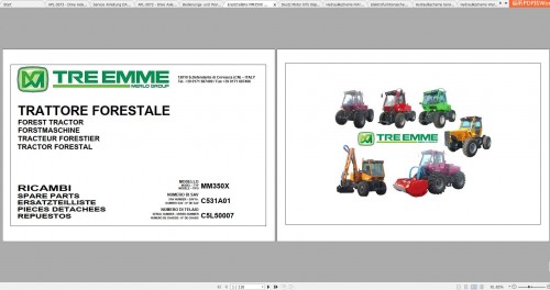 Merlo TREEMME MM350X Service & Maintenance Manual, Parts Manual, Hydraulic & Electrical Diagram DE 1