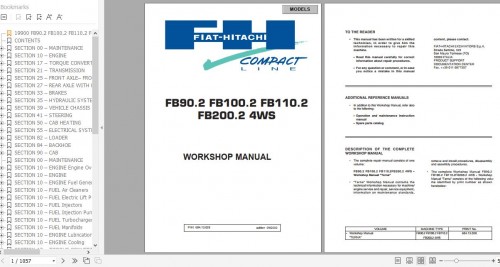 Fiat Hitachi Backhoe Loader FB90.2 FB100.2 FB110.2 FB200.2 4WS Workshop Manual 1
