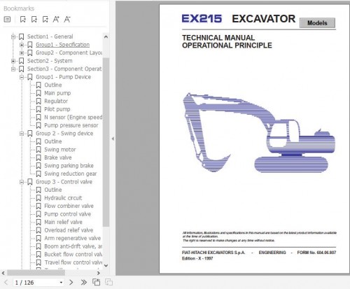 Fiat Hitachi Excavator EX215 Operational Principle Technical Manual 1