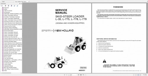 New Holland Skid Steer Loader L 35, L 775 ,L 778, L 779 Service Manual 40003531 1
