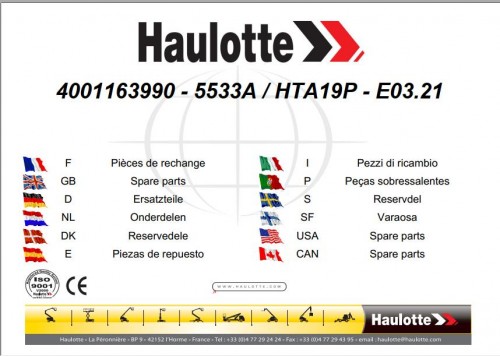 Haulotte Articulated Boom Lift 5533A HTA19P E03.21 Spare Parts Manual 4001163990 1